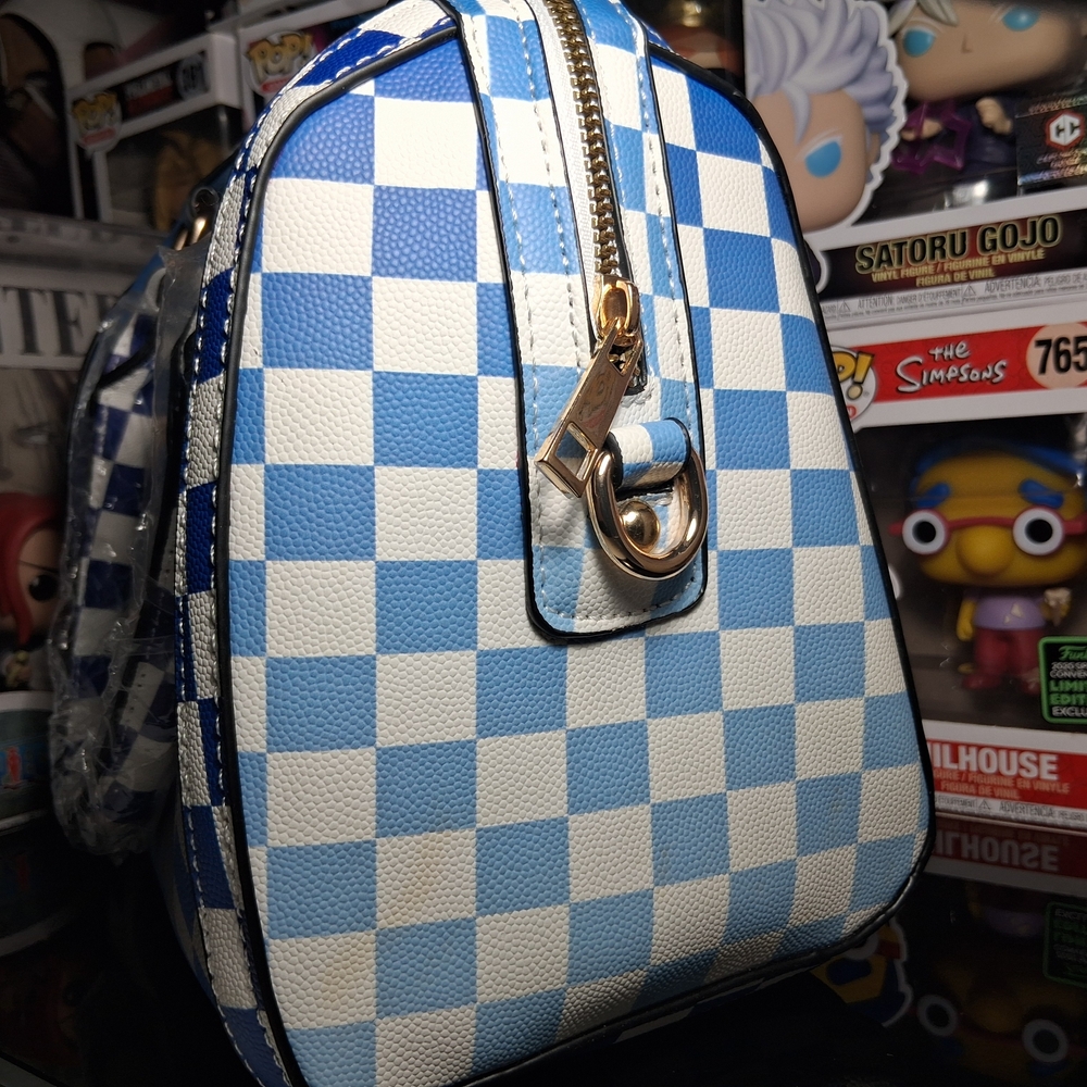 CALEESA Blue and White Checkered Women's Bag - Picture 3 of 6